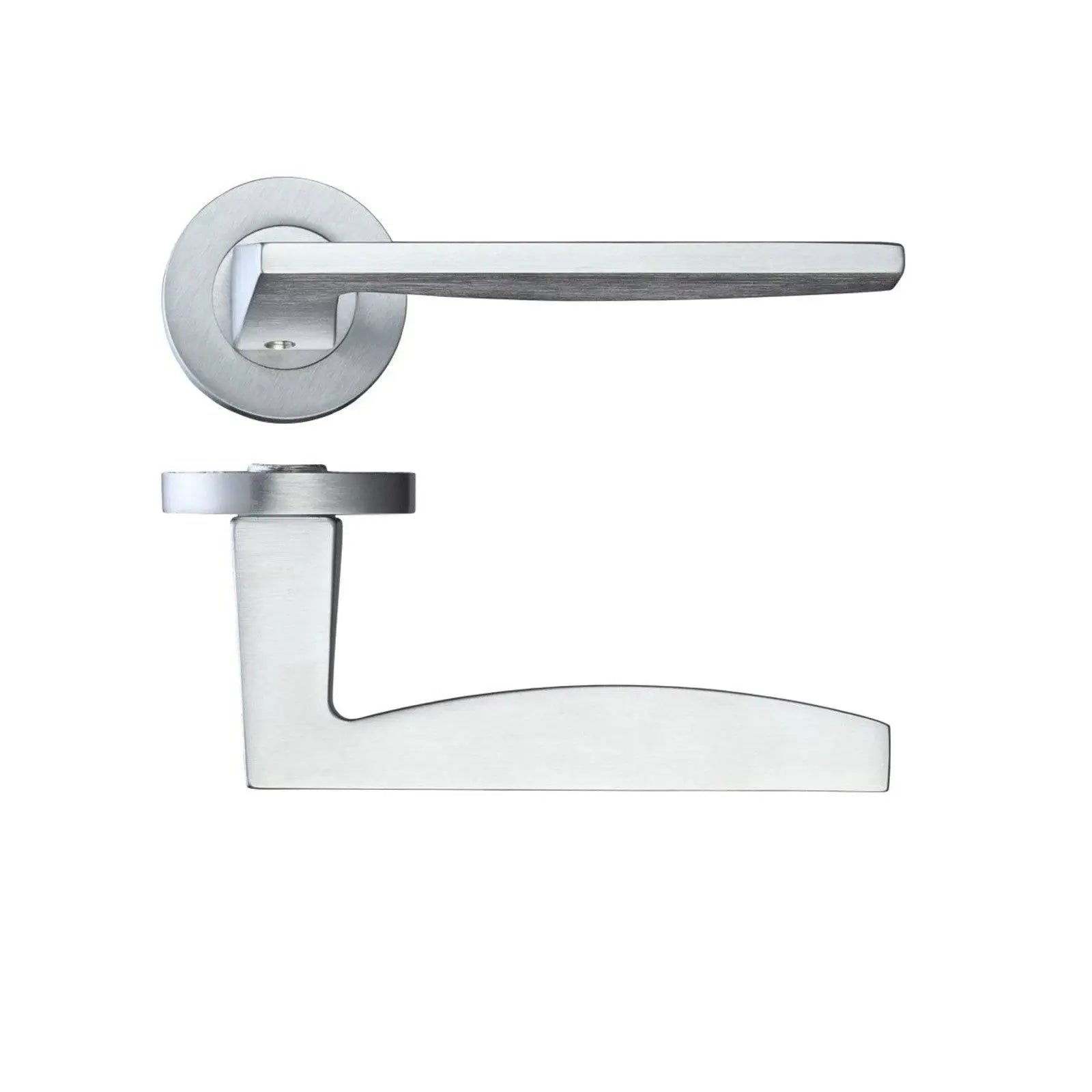 Satin Chrome Door Handle Lever On Rose - Decor And Decor