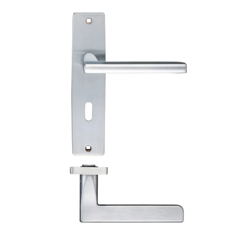 Satin Chrome Venice Door Handles On Lock Backplate