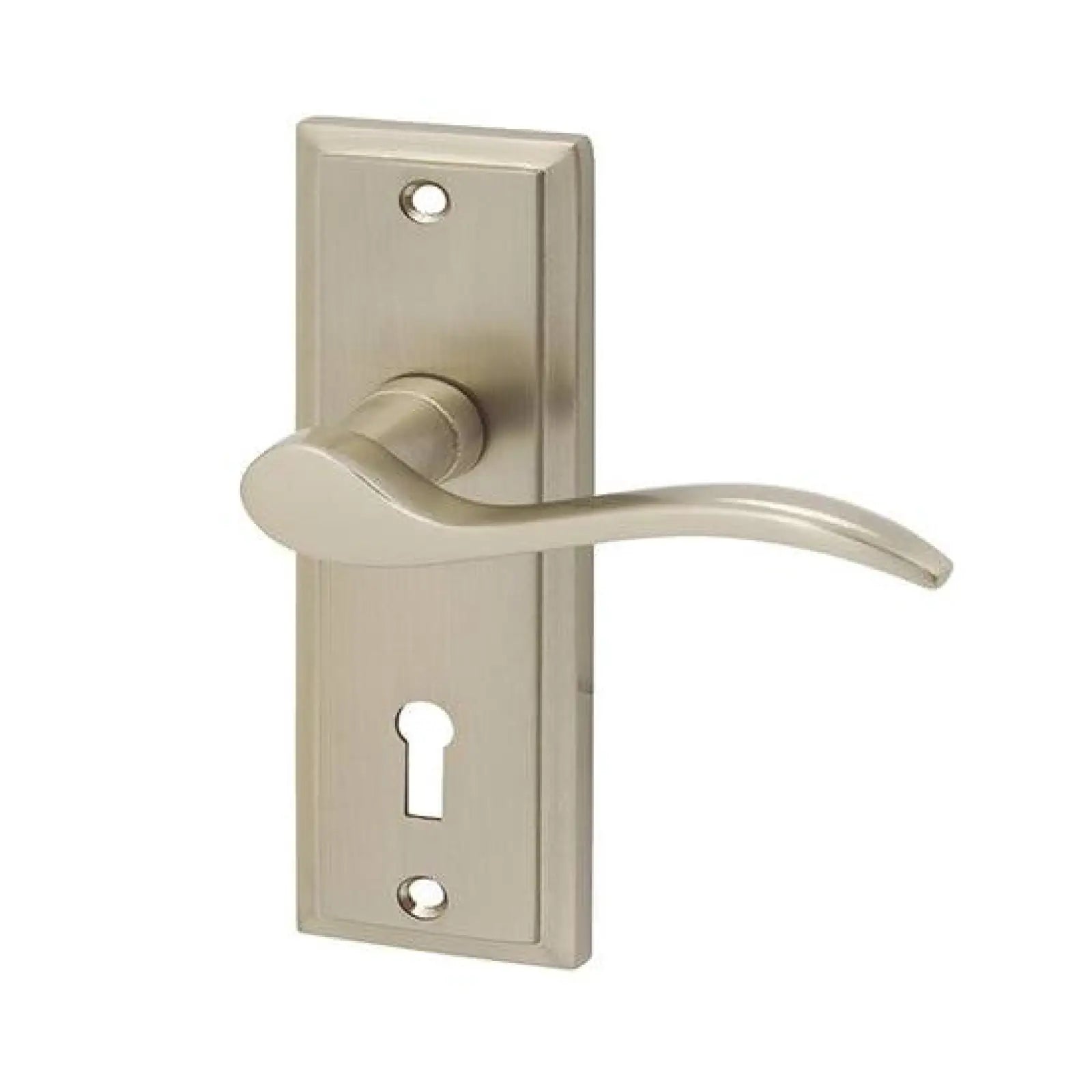 Satin Lever Lock Door Handles On Backplate - Decor And Decor