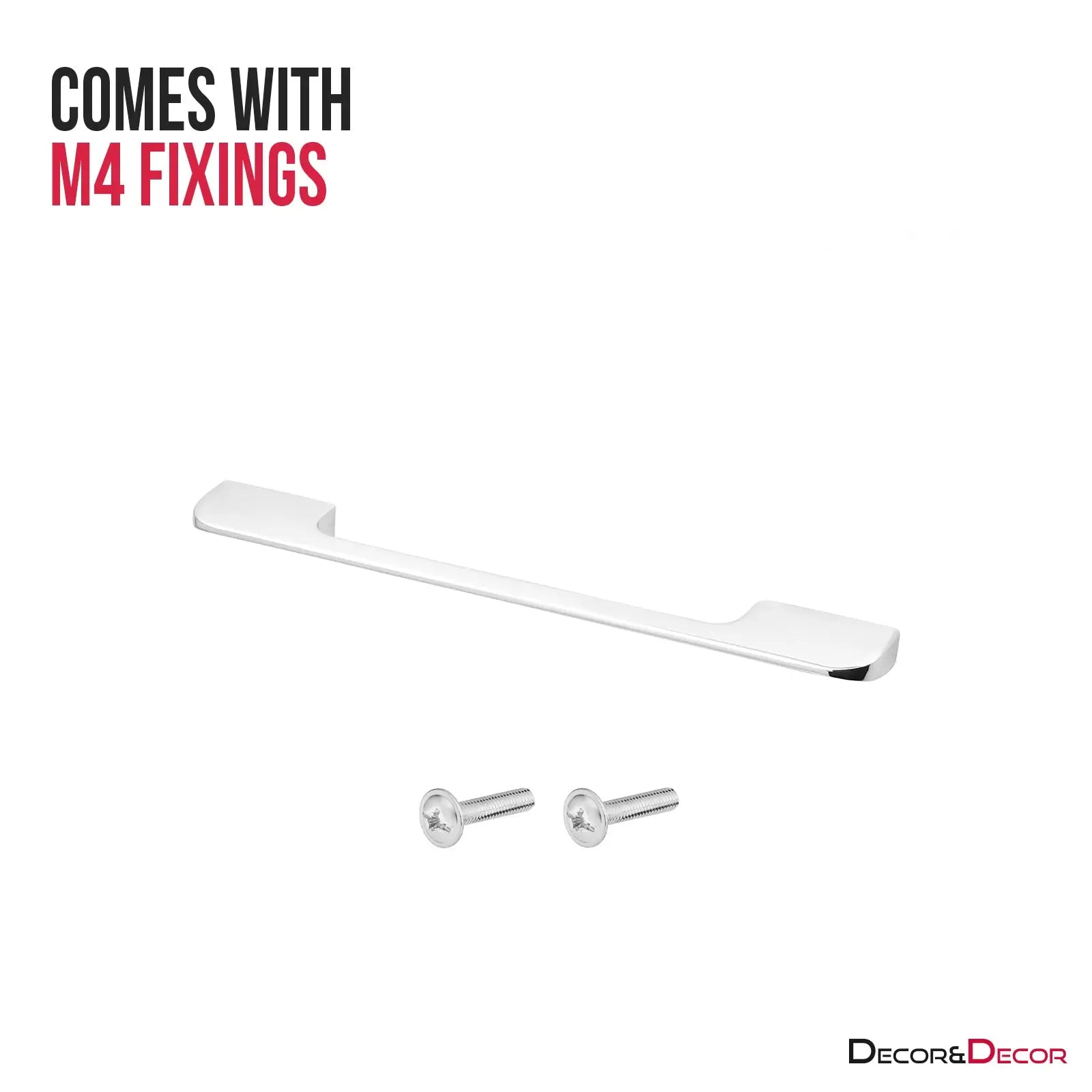 Chrome cabinet handle with screws for Semma D Shaped Kitchen Door Handle Polished Chrome