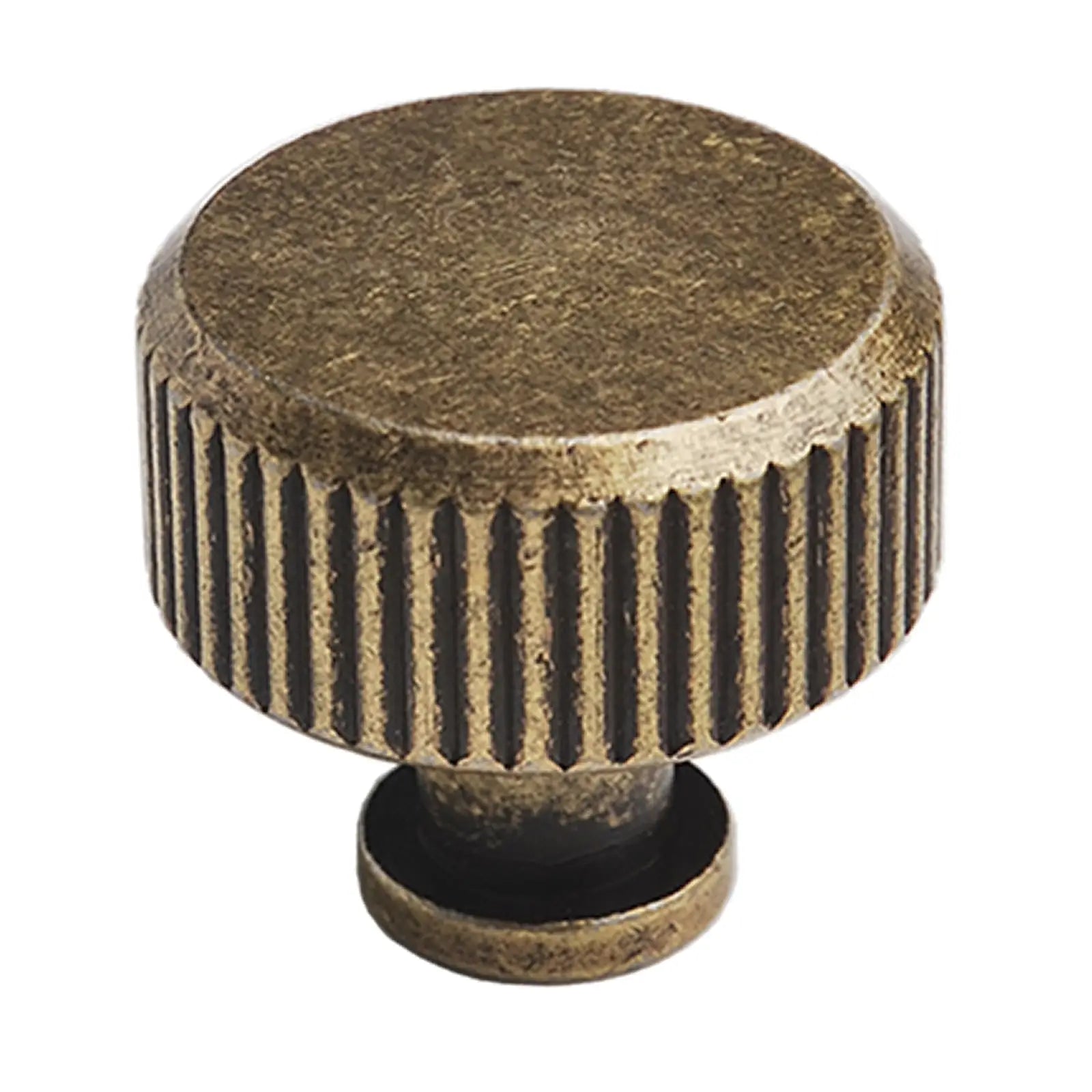 Antique brass knurled knob from Sienna Lines Knurled Round Cabinet Knob collection