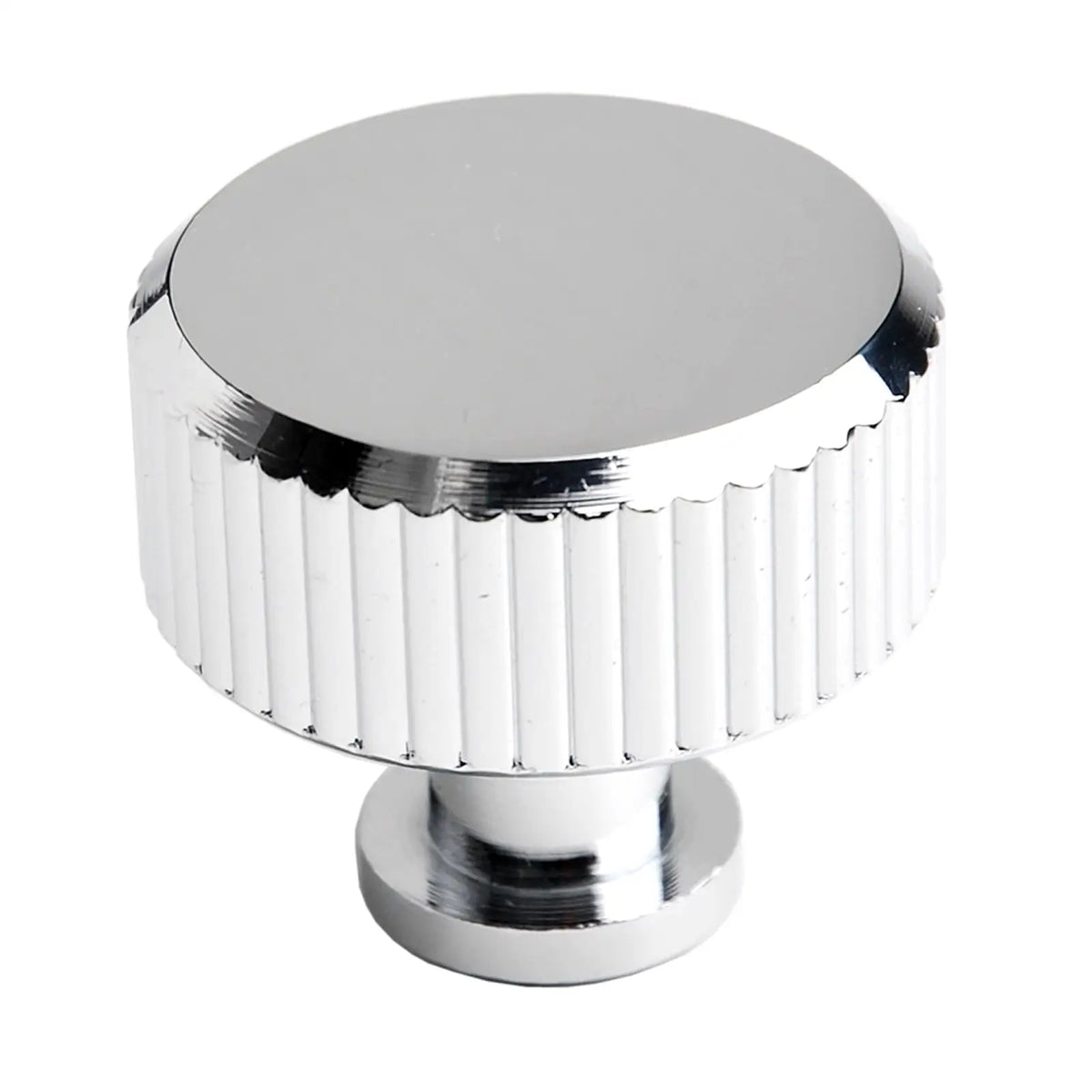 Sienna - Lines Knurled Round Cabinet Knob - Polished Chrome - Knobs – Sleek Design