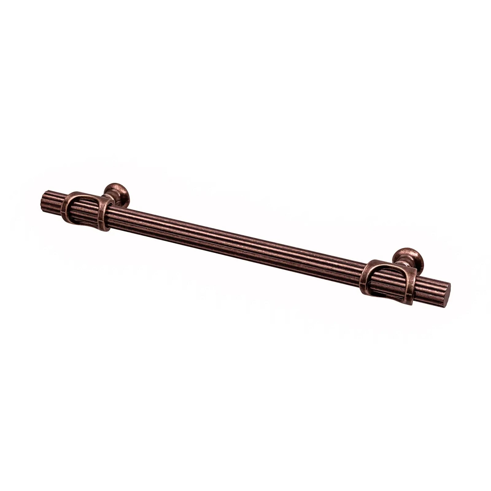 Bronze Reeded Cabinet Pull for Sienna Lines Knurled T-Bar Kitchen Handle Antique Copper
