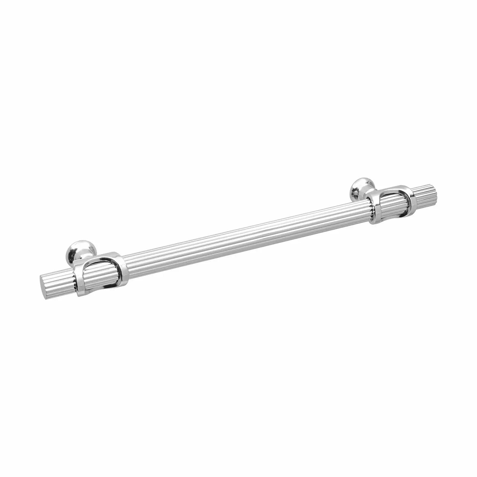 Silver Reeded Cabinet Pull on Sienna Lines Knurled T-Bar Kitchen Handle in Polished Chrome