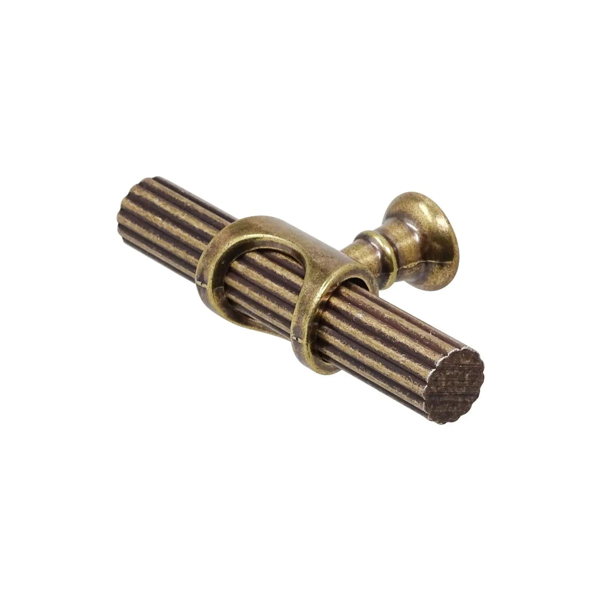 Sienna - Lines Knurled T-Bar Kitchen Cabinet Pull Knob - Antique Brass