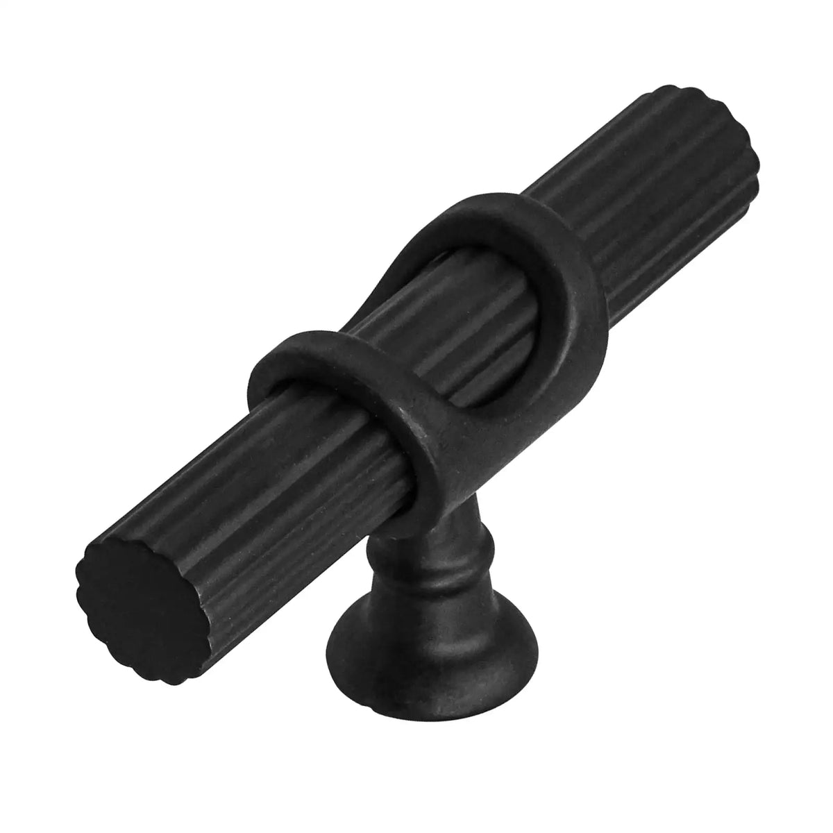 Sienna - Lines Knurled T-Bar Kitchen Cabinet Pull Knob - Matt Black - Knobs – Elegant Design
