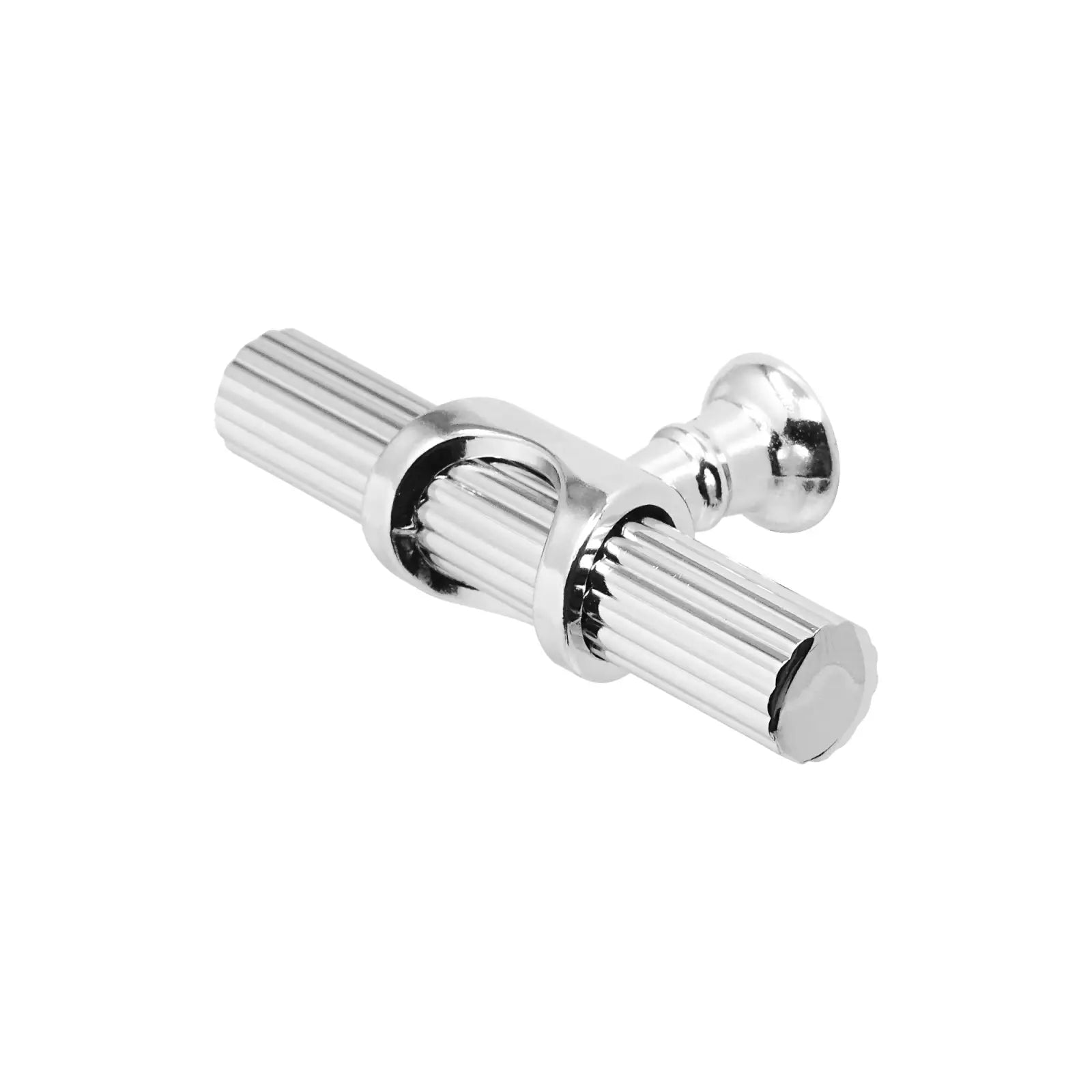 Polished chrome Sienna Lines Knurled T-Bar kitchen cabinet pull knob for modern decor