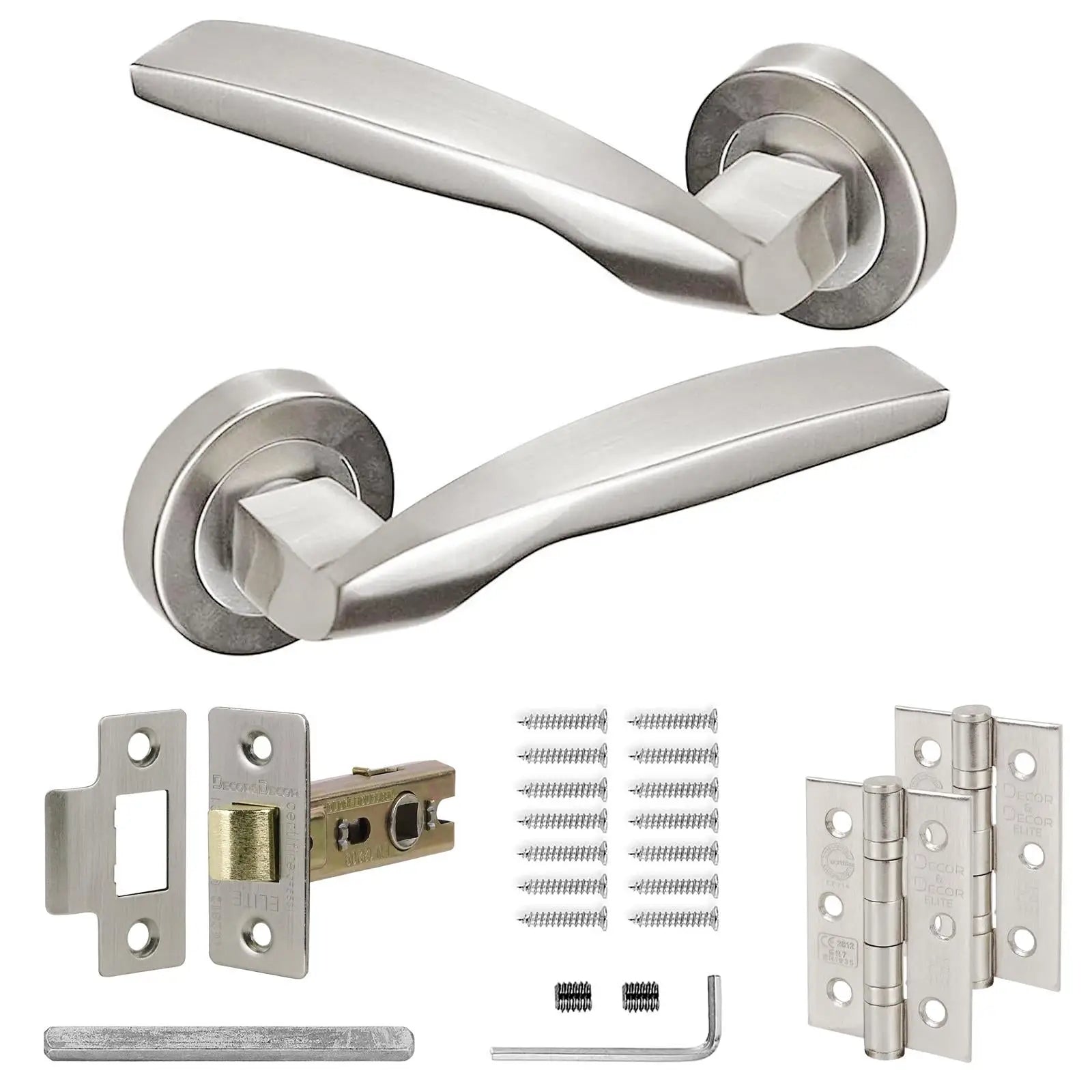 Solitude Door lever Satin Nickel - Latch And Hinge Set - & Sleek Lever in - Enhance Style Security