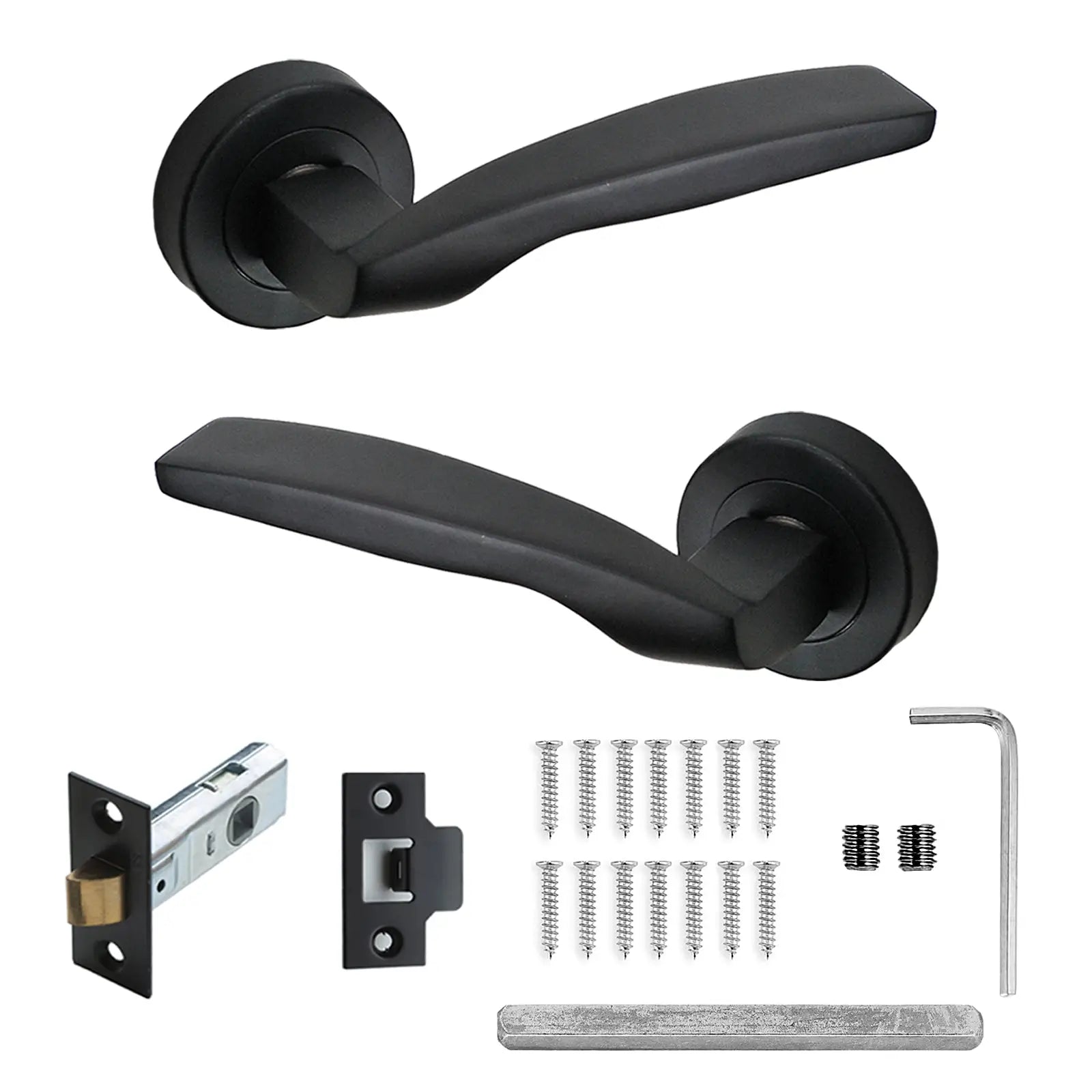 Solitude Matt Black Passage Door Lever Handles - Latch Kit Set - Decor And Decor