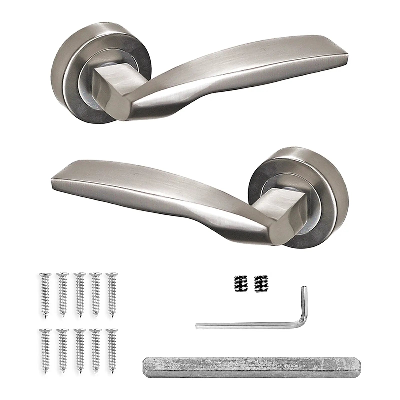 Solitude Satin Nickel Door Lever Handles - Pair of Handles - Decor And Decor