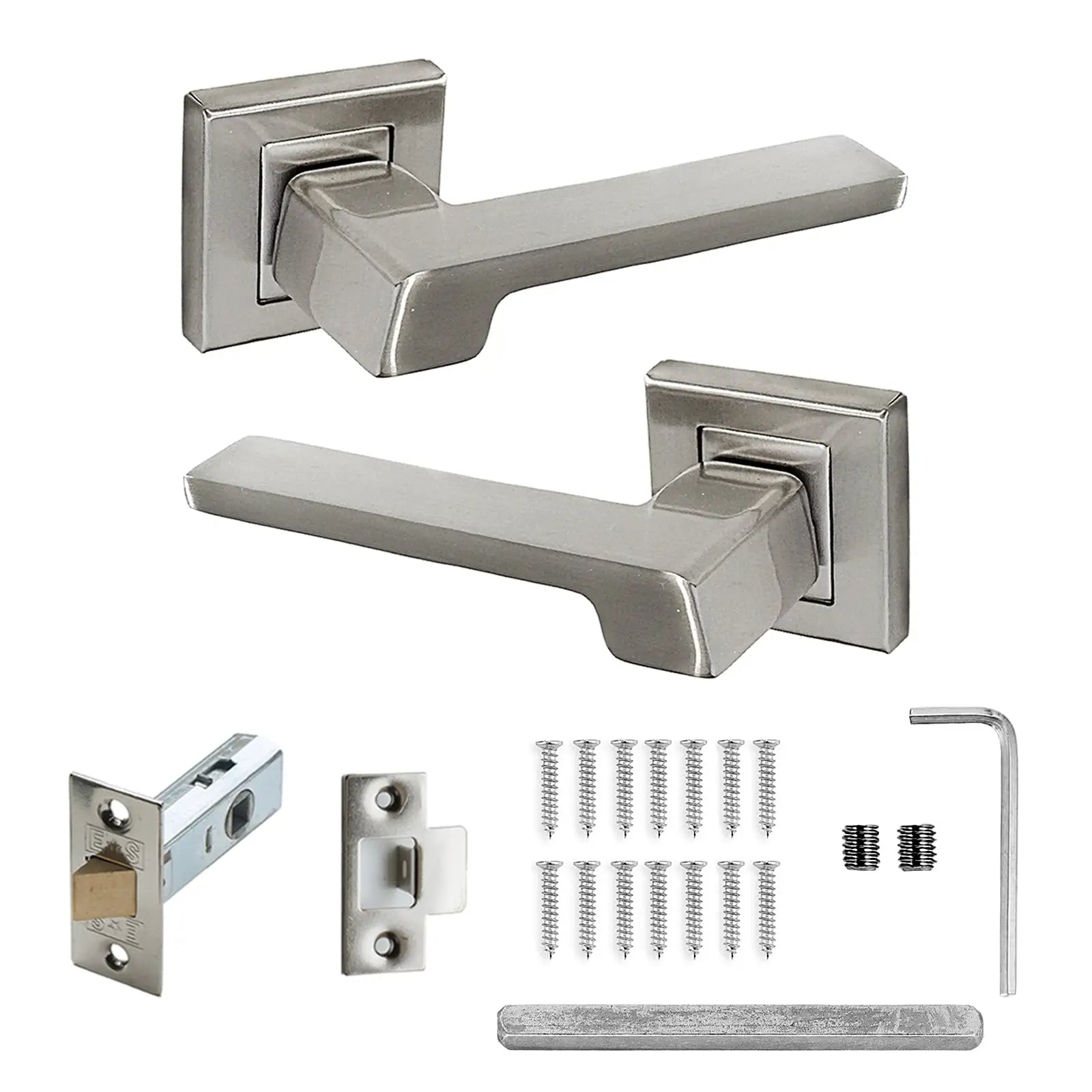 Spectra Satin Nickel Passage Door Lever Handles - Latch Kit Set - Decor And Decor