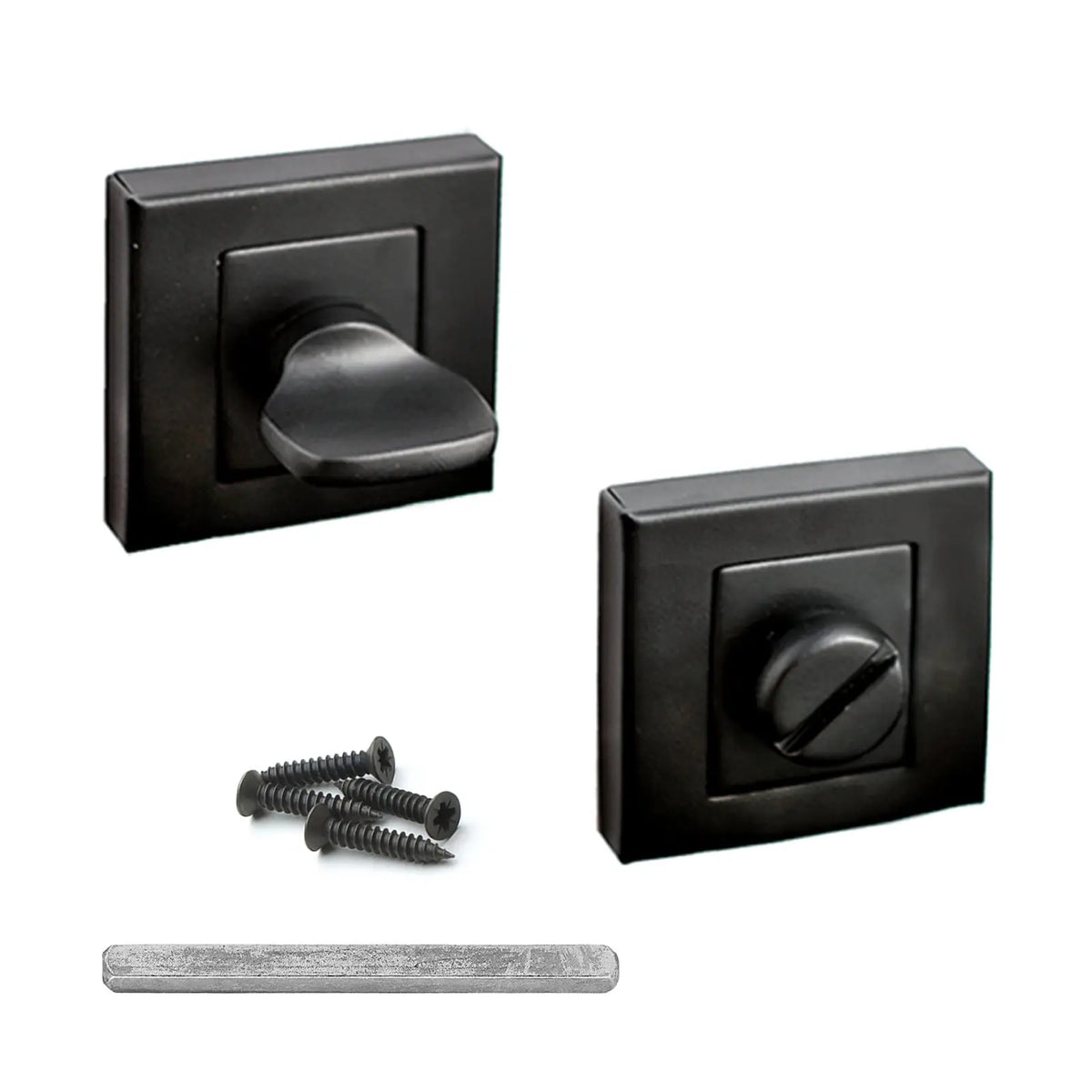 Square Bathroom Thumb Turn And Release Set - Matt Black