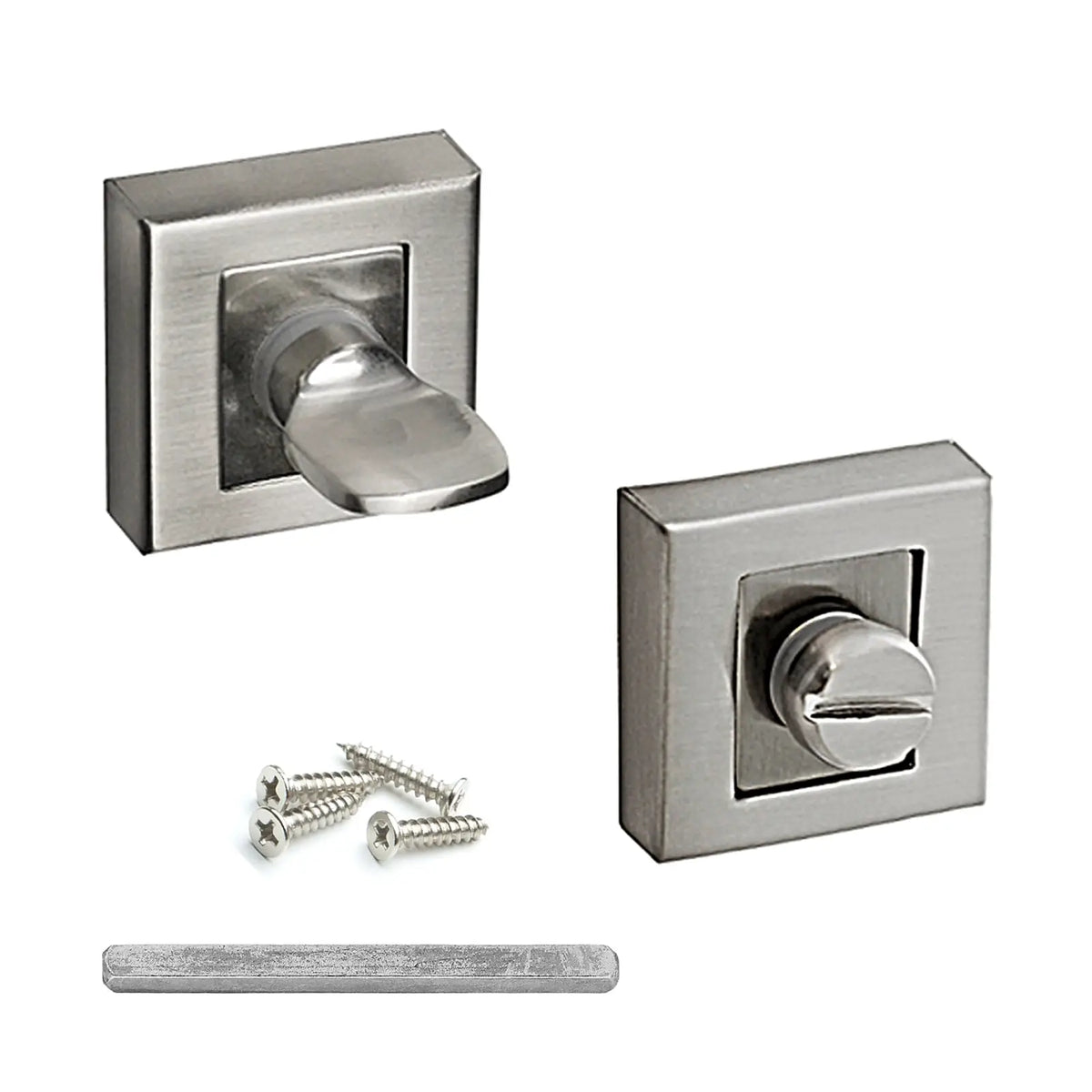 Square Bathroom Thumb Turn And Release Set - Satin Nickel