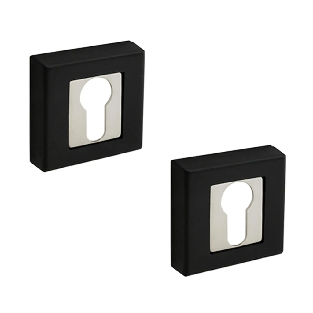 Square Euro Cylinder Keyhole Cover Escutcheon - Duo Finish
