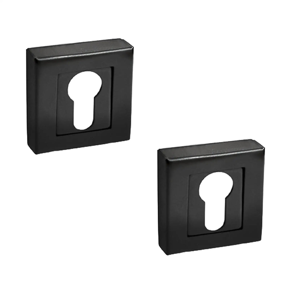 Square Euro Cylinder Keyhole Cover Escutcheon - Matt Black