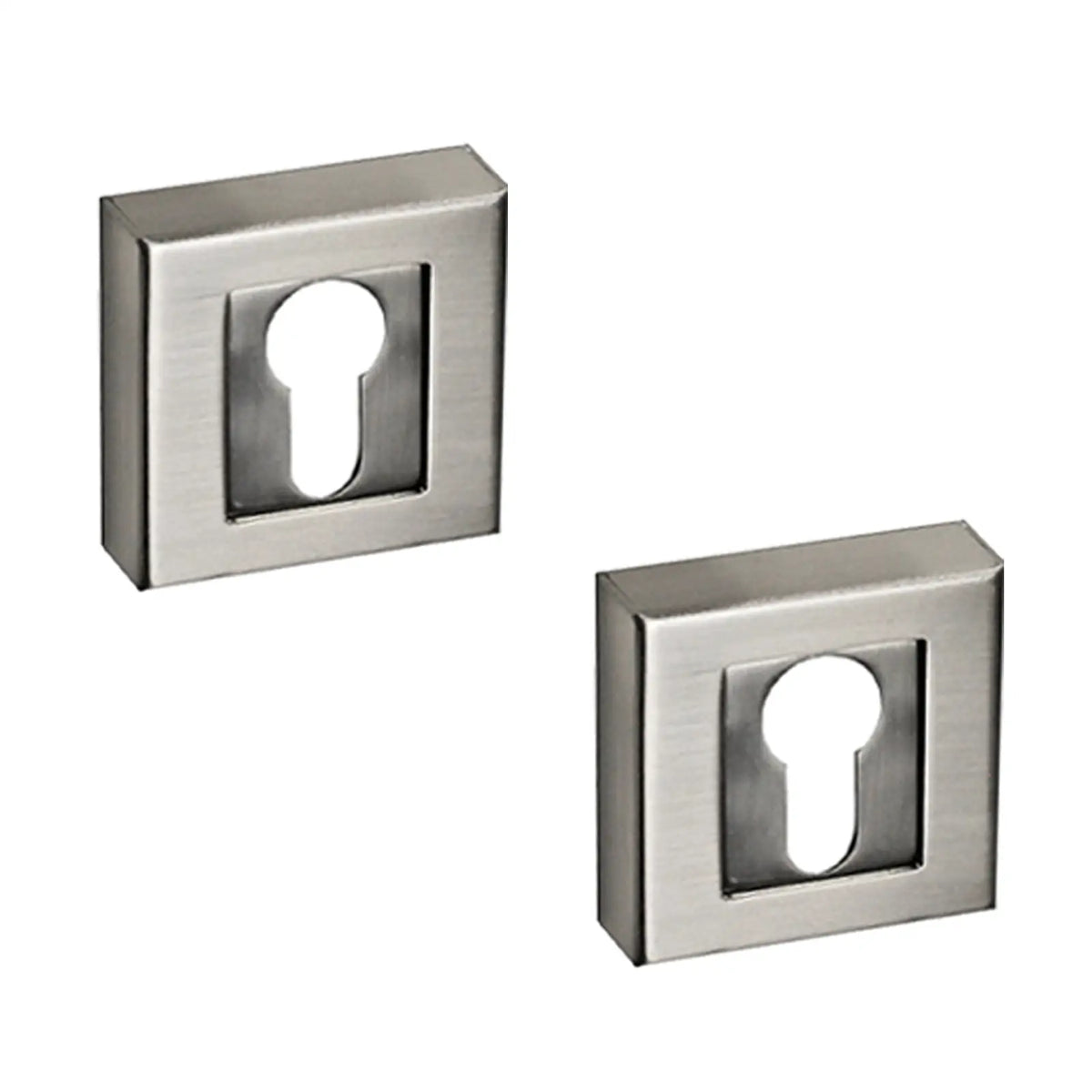 Square Euro Cylinder Keyhole Cover Escutcheon - Satin Nickel
