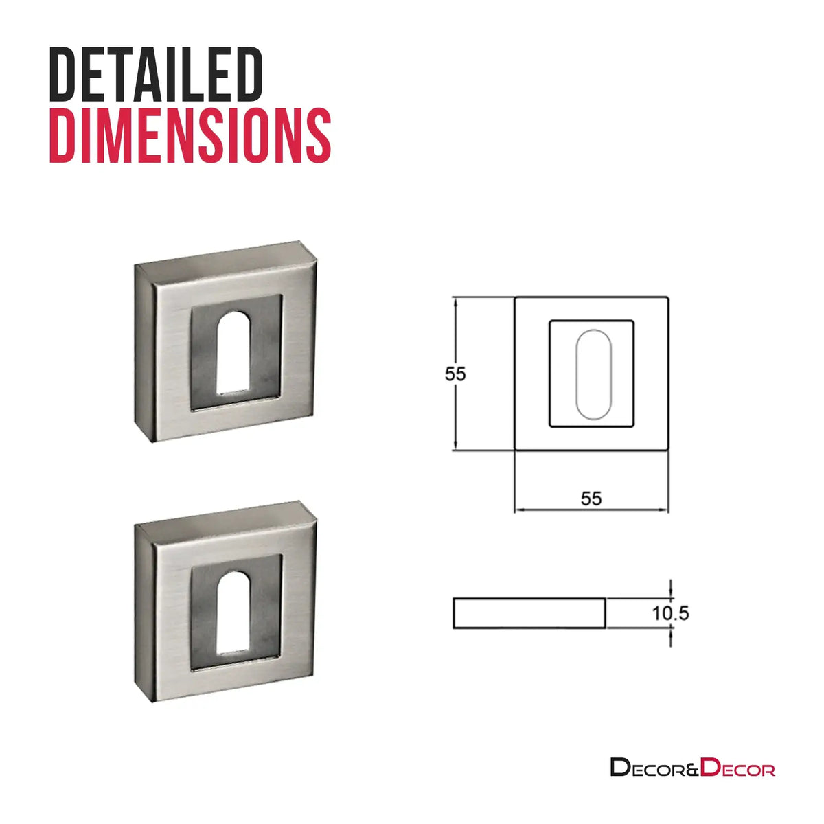 Square Keyhole Cover Escutcheon - Satin Nickel – view 2