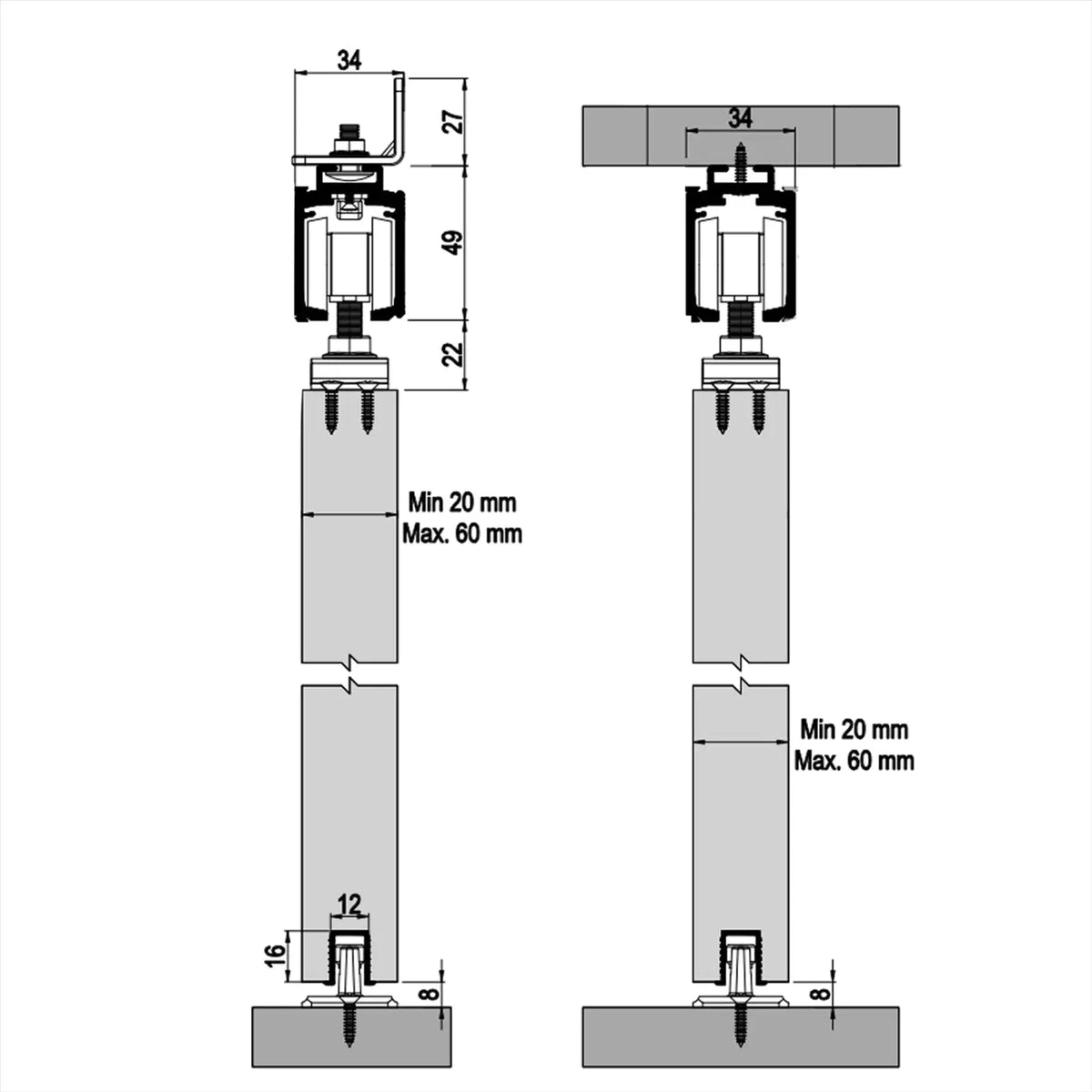T-Slide Top Hung Sliding Door Kit - 3000mm Track – view 6