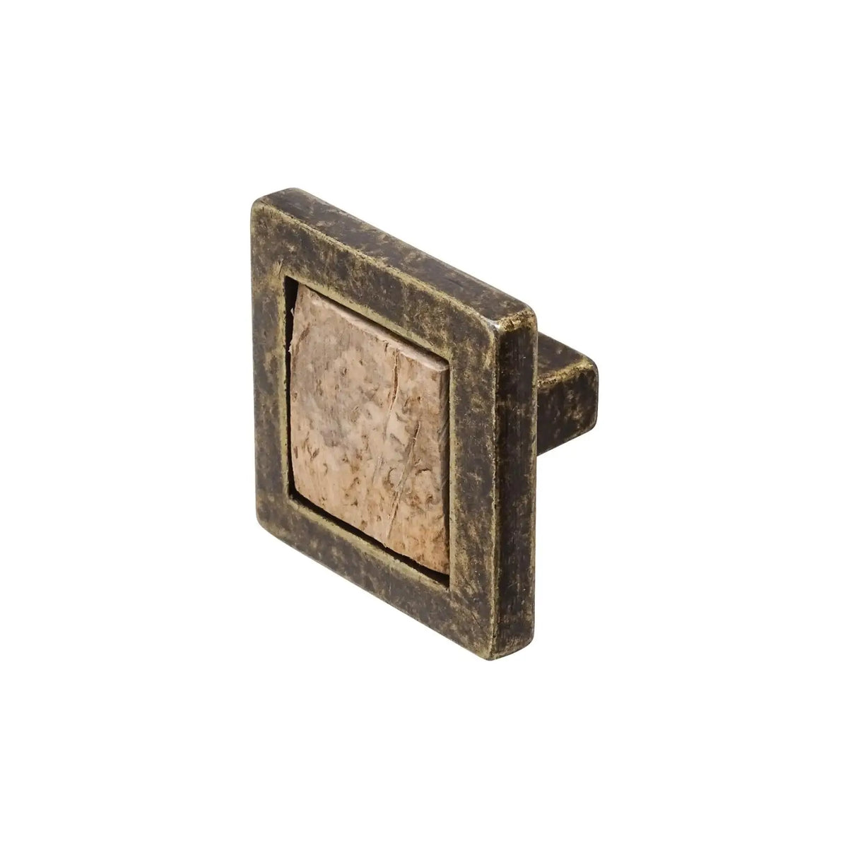 Tazetta - Square Wood Cupboard Knob - Antique Brass