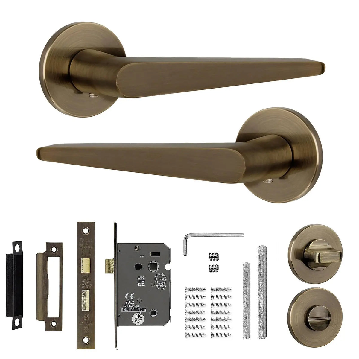 Bronze door handle set from Terra Antique Brass Bathroom Door Handles kit