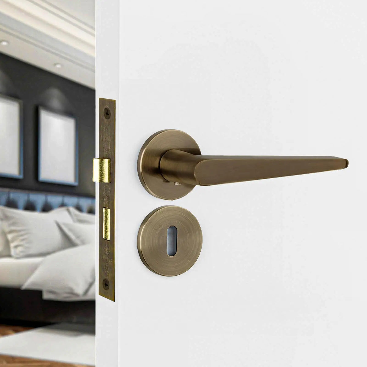 Terra Antique Brass Privacy Door Handles - Sash Lock Kit Set – view 2