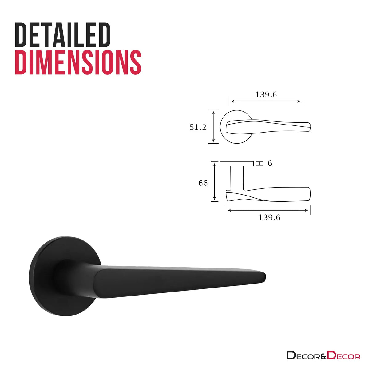 Terra Matt Black Bathroom Door Handles - Kit - Handle Set – Durable & Stylish