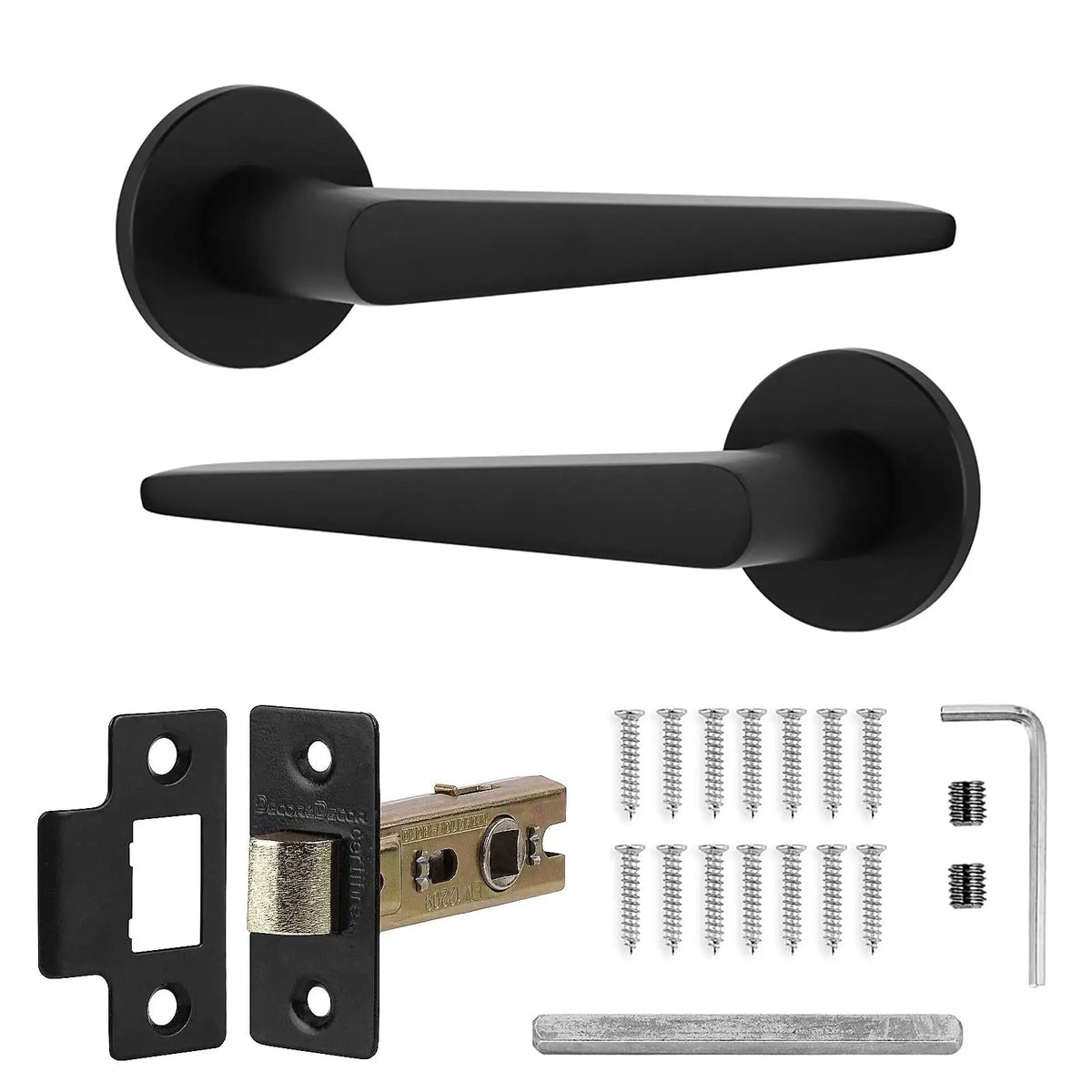 Terra Matt Black Passage Door Handles - Latch Kit Set