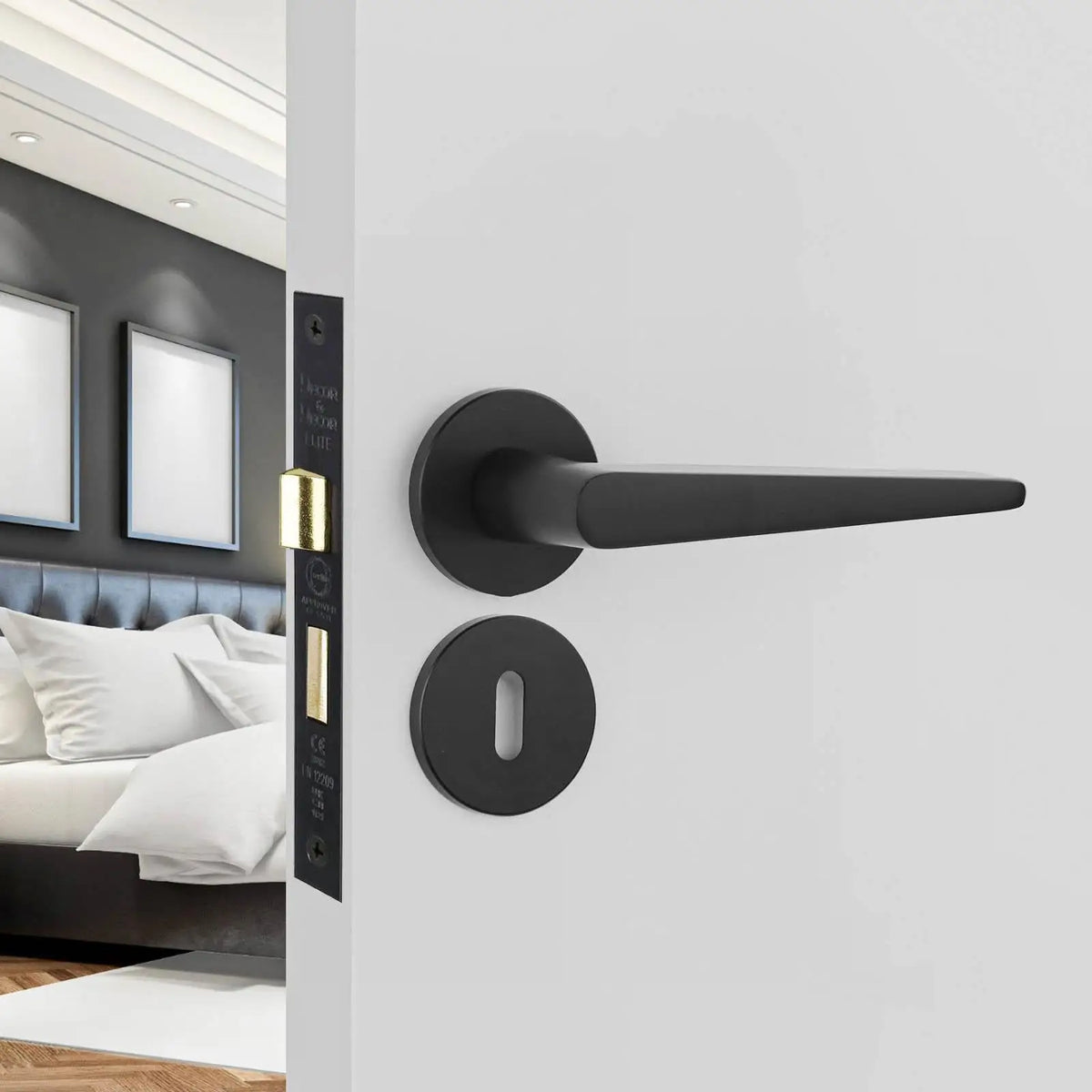 Terra Matt Black Privacy Door Handles - Sash Lock Kit Set – view 2
