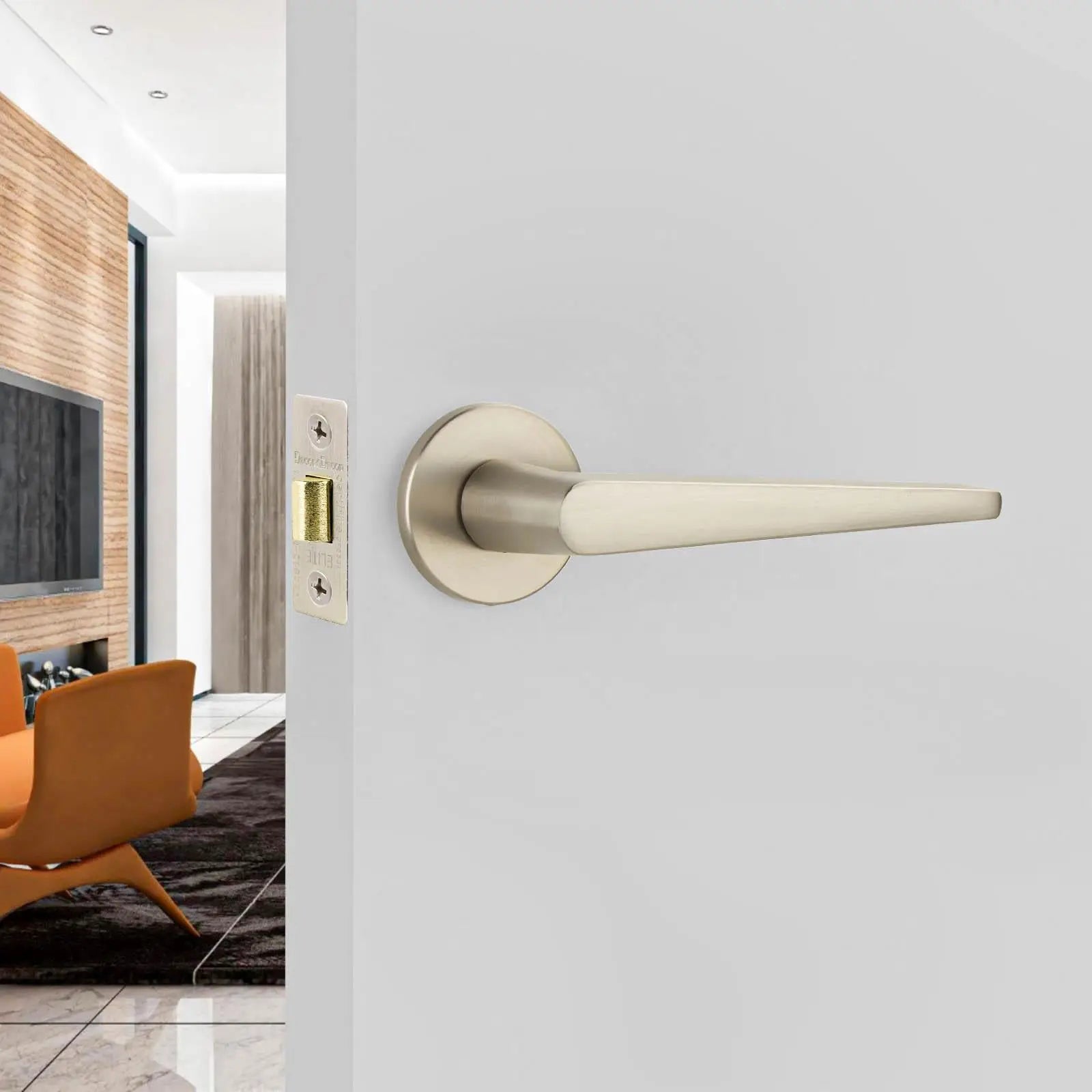 Terra Satin Nickel Passage Door Handles - Latch and Hinge Set - & Handle –