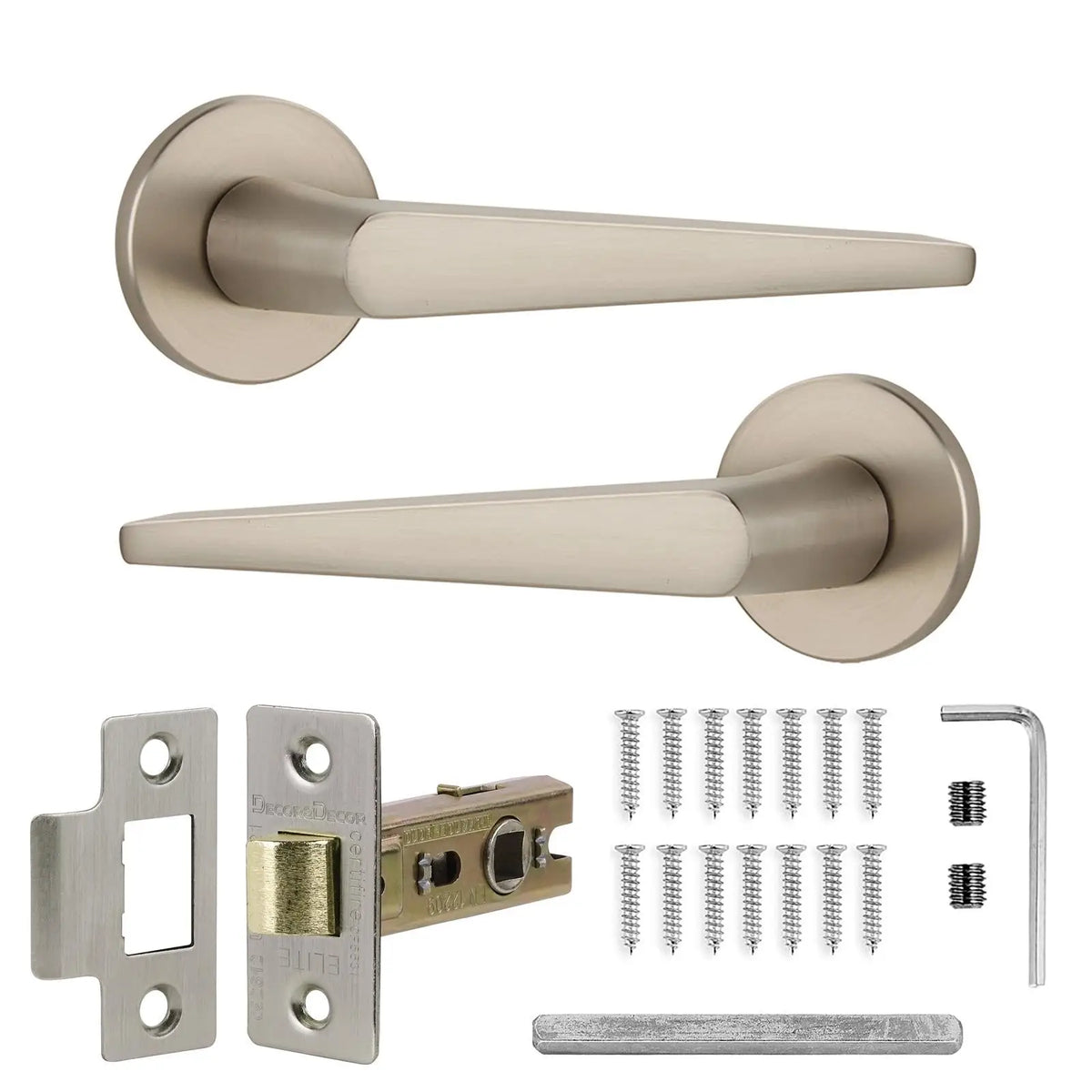 Terra Satin Nickel Passage Door Handles - Latch Kit Set