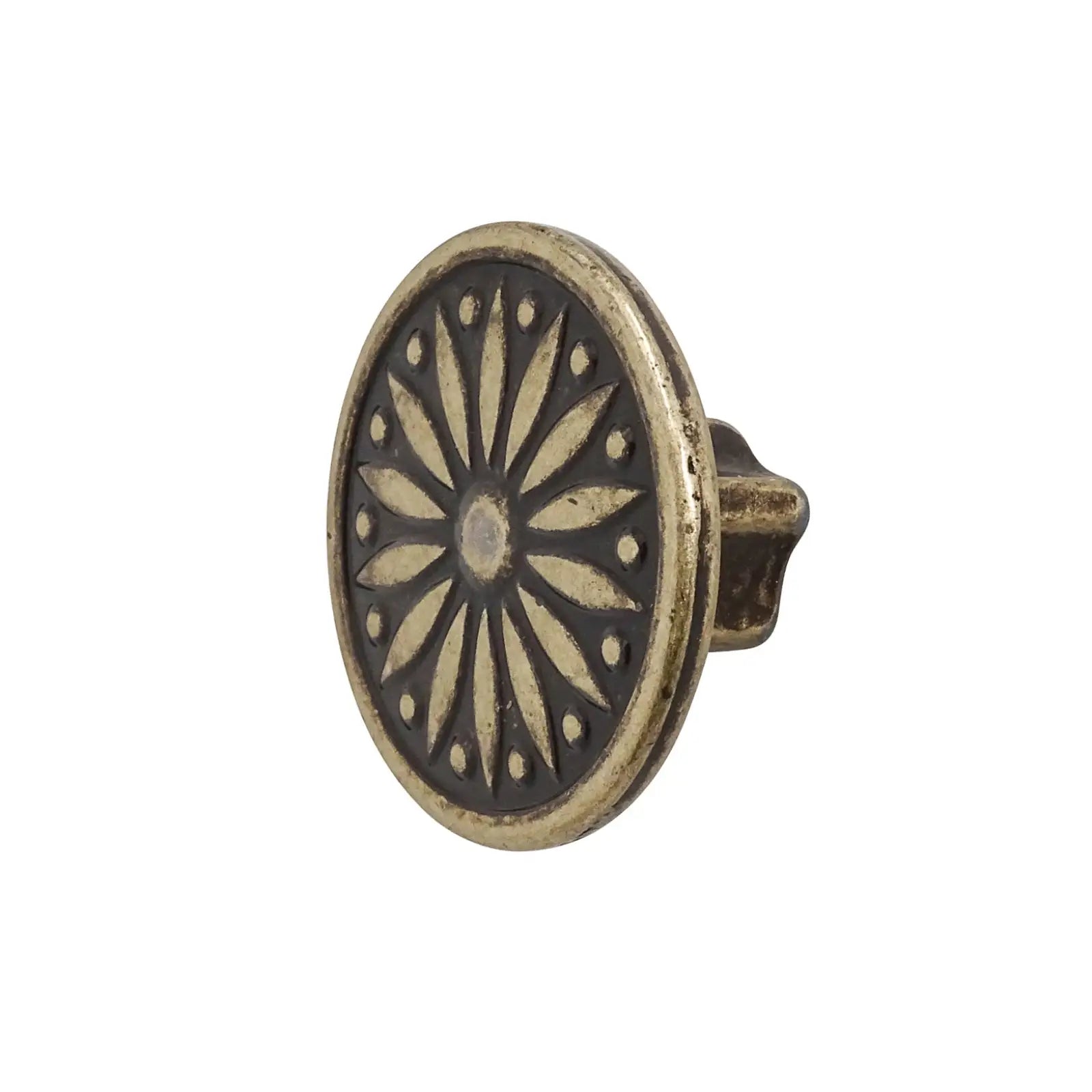 Torero - Vintage Round Cupboard Knob - Antique Brass - Decor And Decor