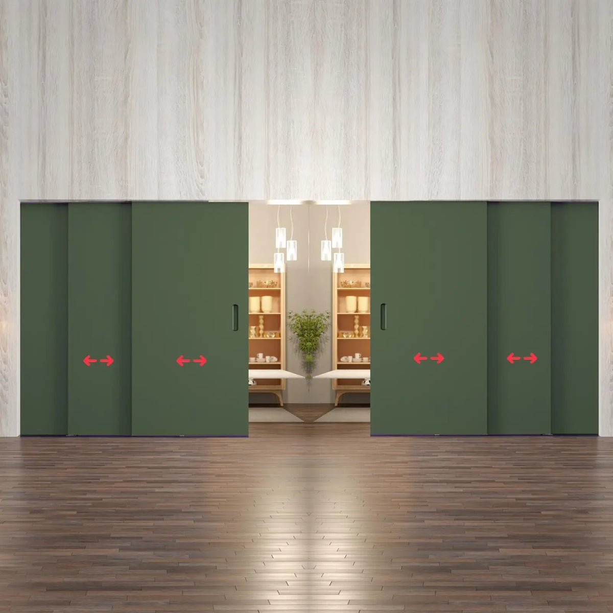 TP-Slide Double Telescopic Sliding Door Kit - 2 + 2 Door - 6000mm Track