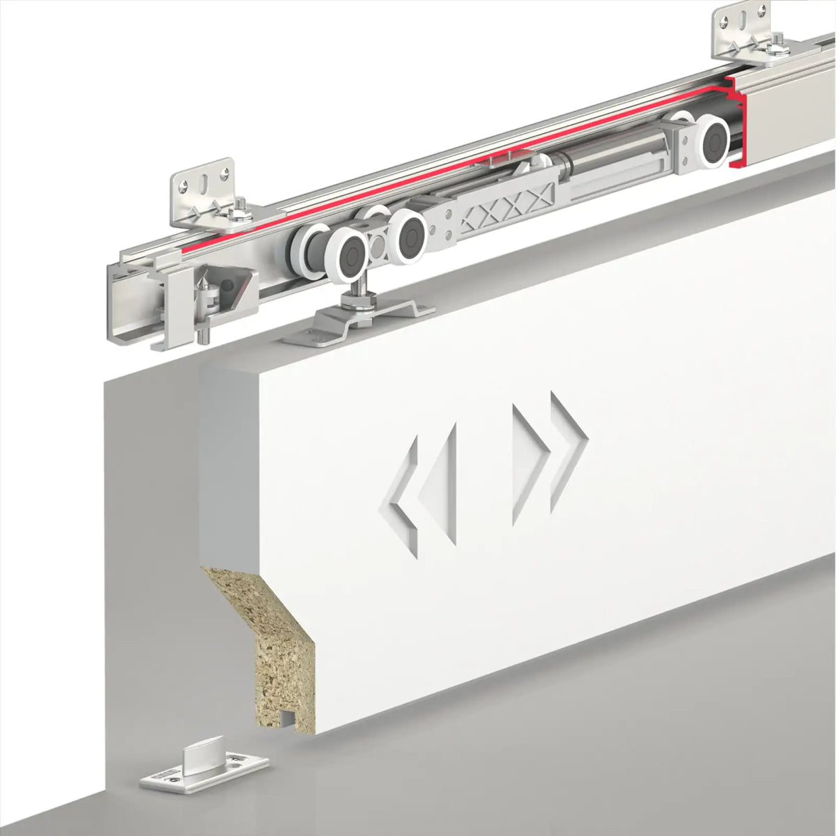 TS-Slide Top Hung Sliding Door Rail Kit - 1500mm Track - One Way Soft Close