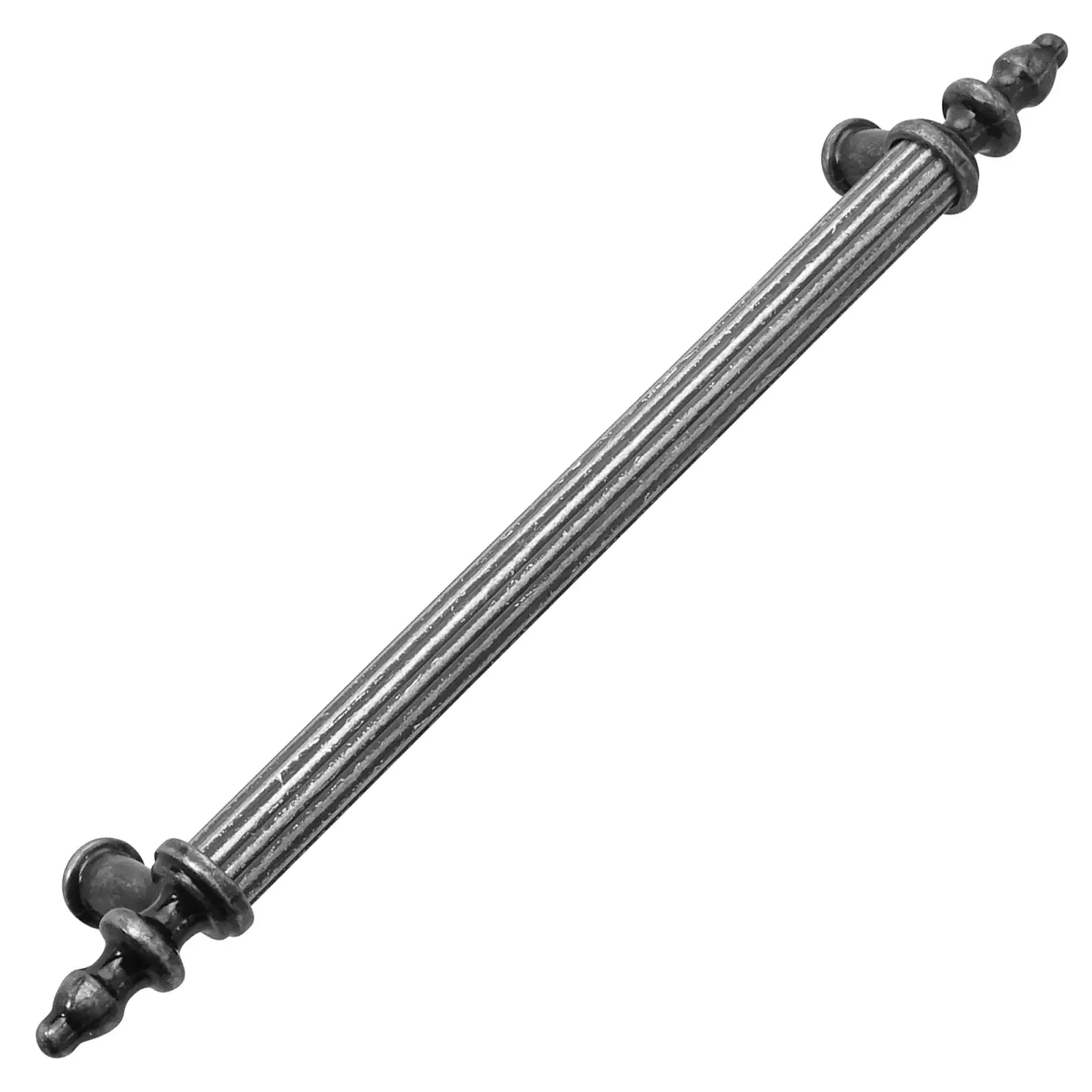 Fluted metal drawer pull from Vandon in Antique Silver Pewter for traditional kitchens