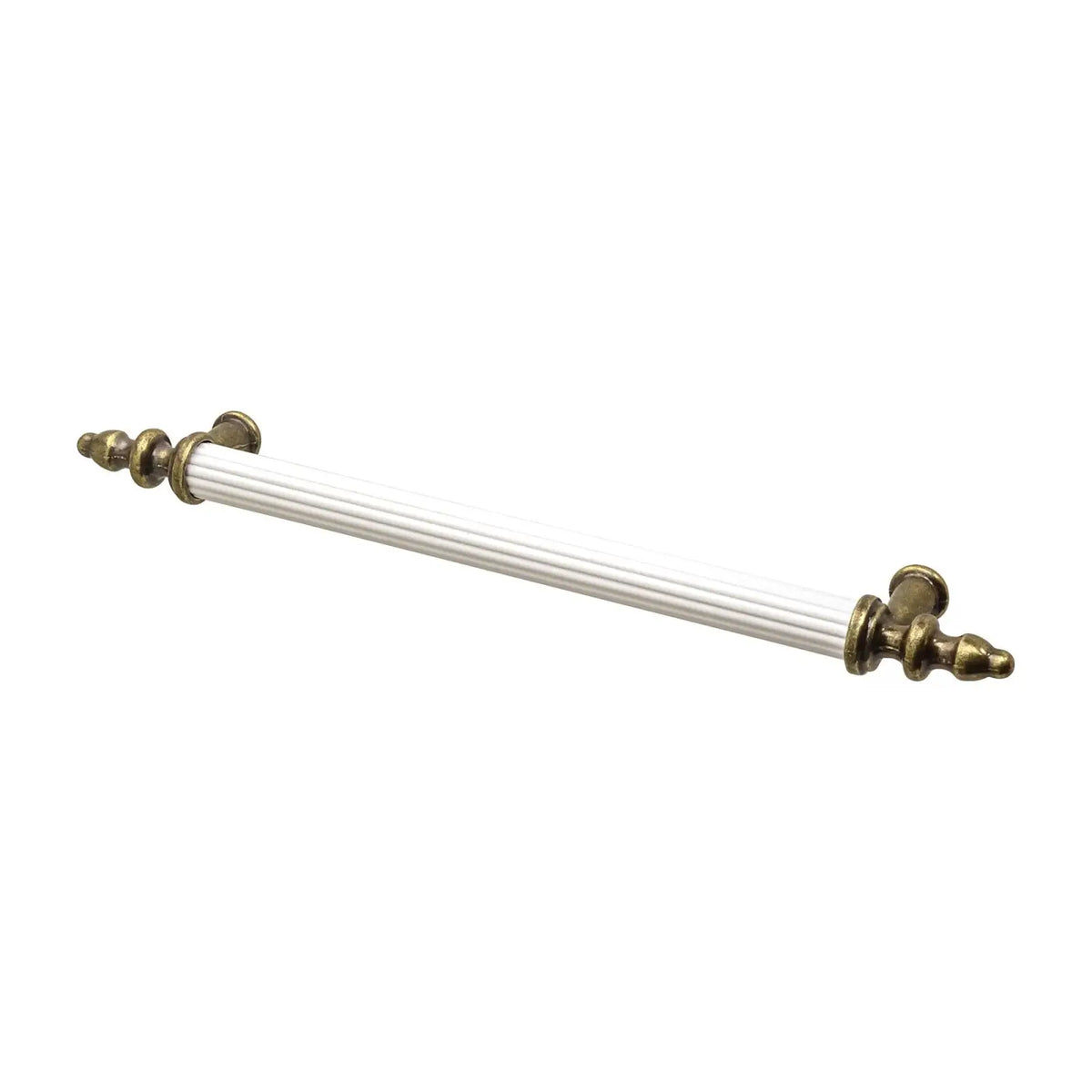 Vandon - Traditional T-Bar Kitchen Drawer Handle - White - Antique Brass