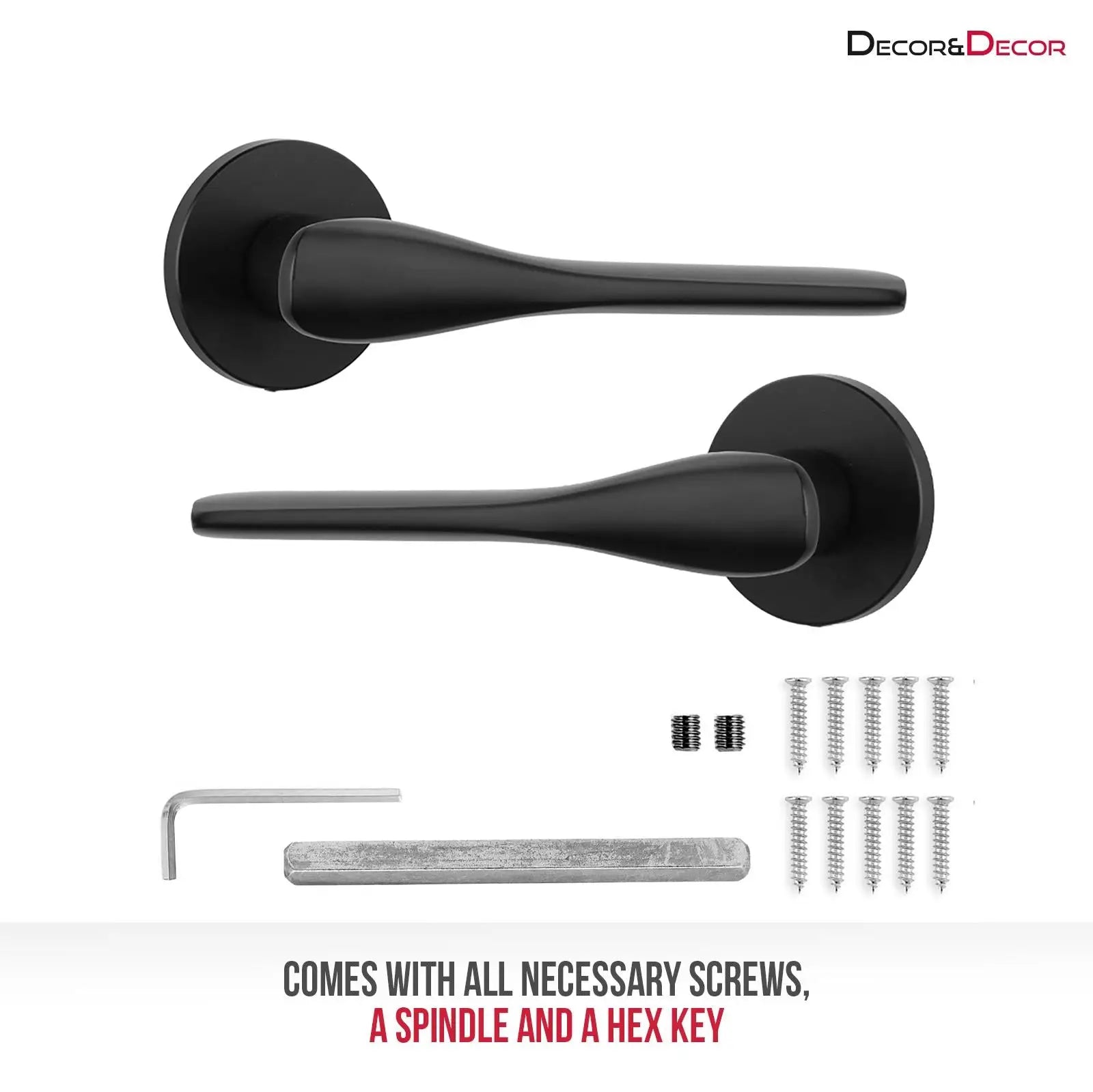 Verita Matt Black Passage Door Handles - Latch Kit Set - –