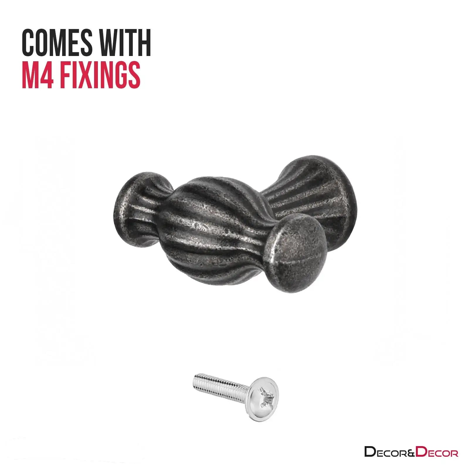 Verna - Traditional T- Bar Cabinet Knob - Antique Silver - Pewter - Knobs