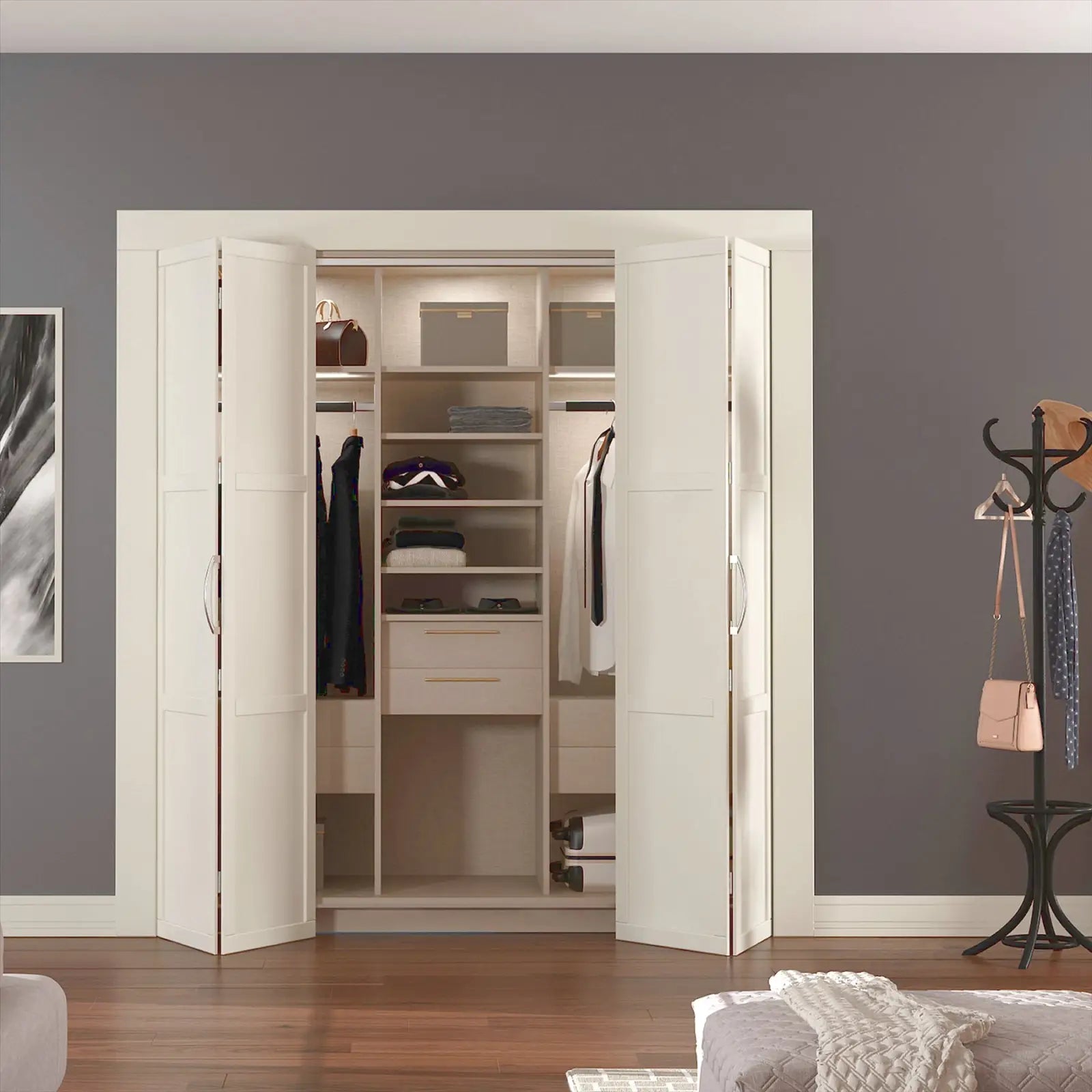 W-Slide BiFold Wardrobe Sliding Door Kit - 4 Door - 2400mm Track - Decor And Decor