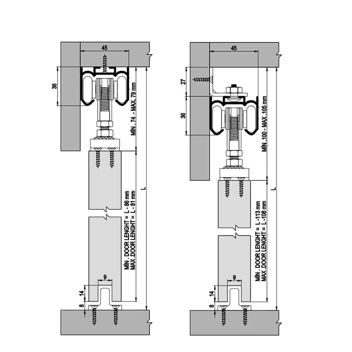 X-Slide Top Hung Sliding Door Kit - 1200mm Track – view 4