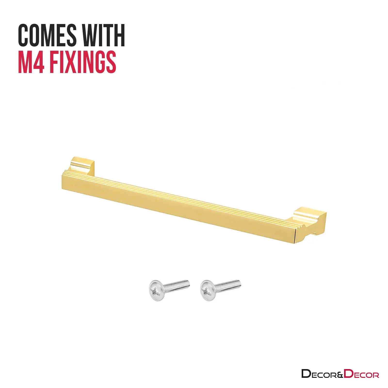 Gold cabinet pull with screws from Zinnia D Shaped Kitchen Drawer Handle in Matt Gold